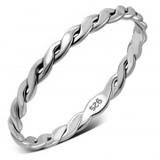 Twisted Delicate Plain Celtic Silver Band Ring, rp843